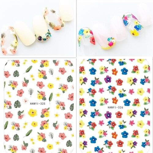 3D nail sticker Newest Hanyi-325 326 flower design nail wraps Japan style rhinestones DIY decoration for nail tips