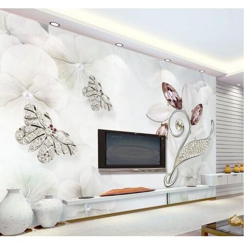 3d wallpaper for room 3d elegant crystal jewelry butterfly European custom 3d photo wallpaper Home Decoration