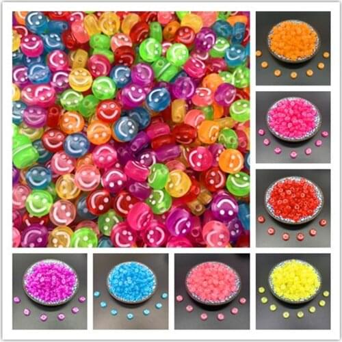 50pcs 10mm Oval Shape Transparent Acrylic Spaced Beads Smile Face Beads For Jewelry Making DIY Charms Bracelet Necklac
