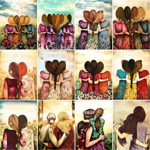 MomoArt Diamond Mosaic 5D DIY Woman Full Drill Square Diamond Embroidery Flower Needlework Mosaic Back View Handmade Gift