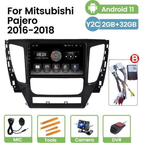 2G+32G 4 Core HD 1024*600 Android 11 Car Multimedia Player For Mitsubishi Pajero 2016 2017 2018 GPS Navigation Carplay DSP BT FM