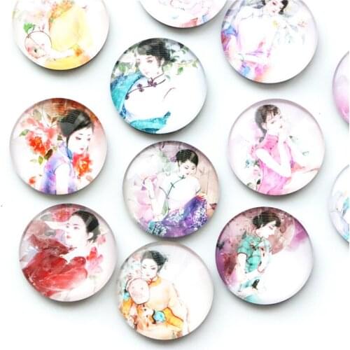 Free shipping (12pcs/lot) Chinese Classic Beauty Fridge Magnet Round Message Stickers for Gift Home Decor Souvenir Magnet Frigo