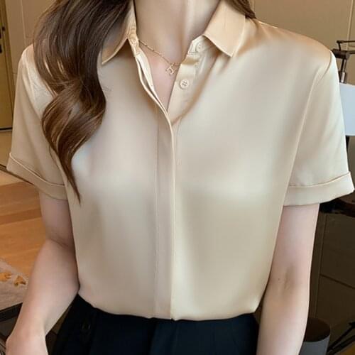 Summer Blouse Women Tops Short Sleeve Turn Down Collar Chiffon Blouse Shirt Blusas Mujer De Moda 2021 Shirts Blouses Femme E956