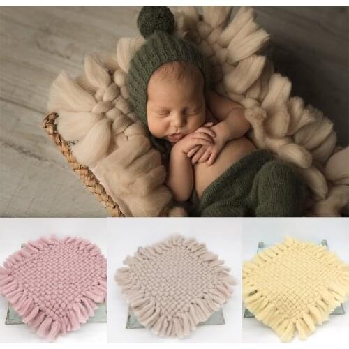 Newborn Photography Props Baby Photo Blanket Weaving Thick Wool Blanket Infant Shoot Accessories Carpet Baby Photo Props
