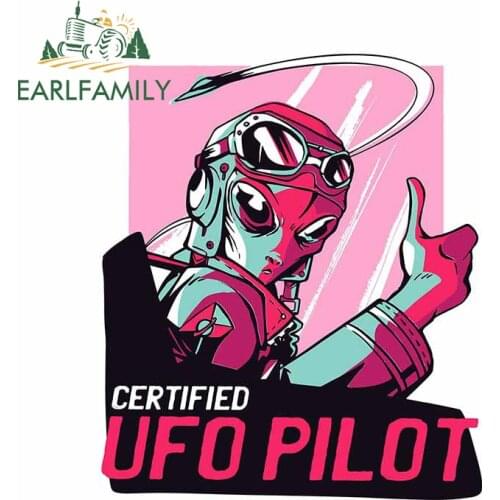 EARLFAMILY 13cm x 10.8cm for ALIEN UFO SPACE GALAXY PILOT Car Stickers Snowboard Windshield Decal Refrigerator Camper Graphics