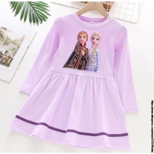 Frozen Elsa Girls Long Sleeve Sequins Dress Girls Spring Autumn Cartoon Dress Rainbow Striped Sleeve Cotton Dress For 2-8 Years