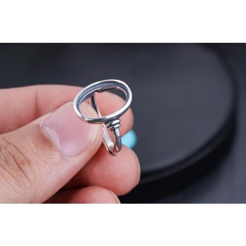Joanlyn Ring Blank (10x14mm Oval Blank) Adjustable Thai Sterling Silver Ring Base Oval Cabochon Ring Setting R962B
