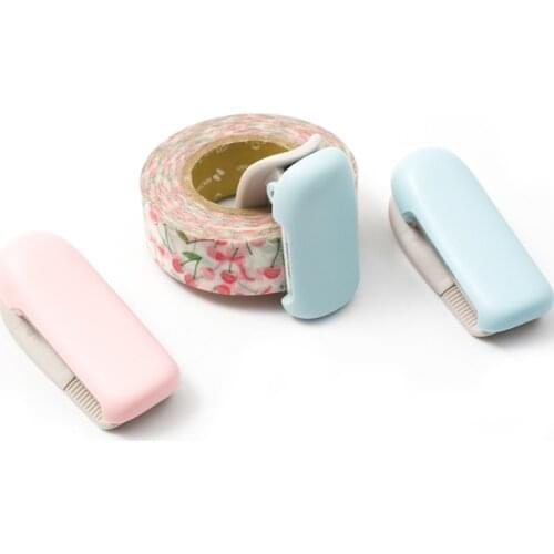 Stationery Mini Washi Tape Dispenser Kawaii Portable Plastic Office Tape Cutter School Supplies