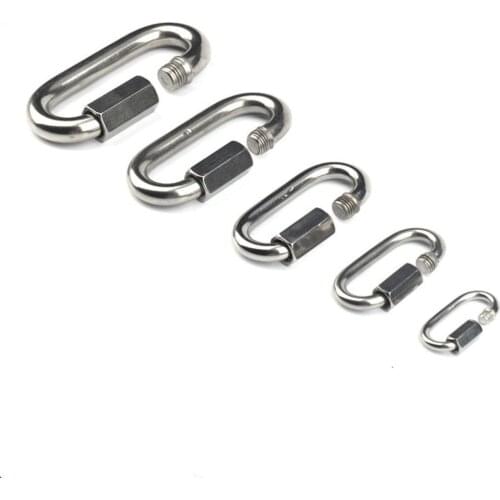 Climbing Gear Carabiner Stainless Steel Screw Lock Quick Links Safety Snap Hook Chain Connecting Ring Carabiner Chain Buckle