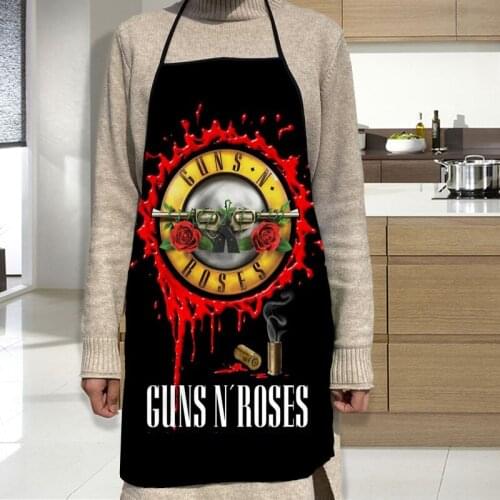 Guns N' Roses Apron Grill Kitchen Chef Apron Professional for BBQ, Baking, Cooking for Men Women 2 Size 68X95cm and 50X75cm
