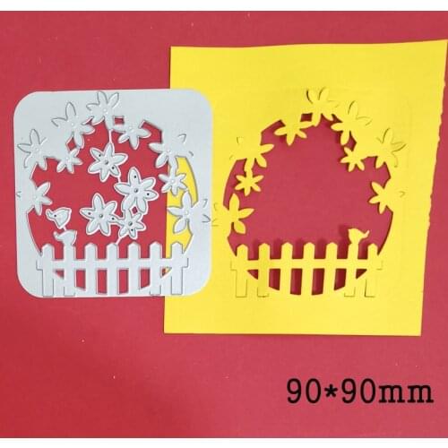 Square Frame Hollow Fence Butterfly Metal Cutting Dies For Stamps Scrapbooking Stencils DIY Paper Album Cards Decor Embossing