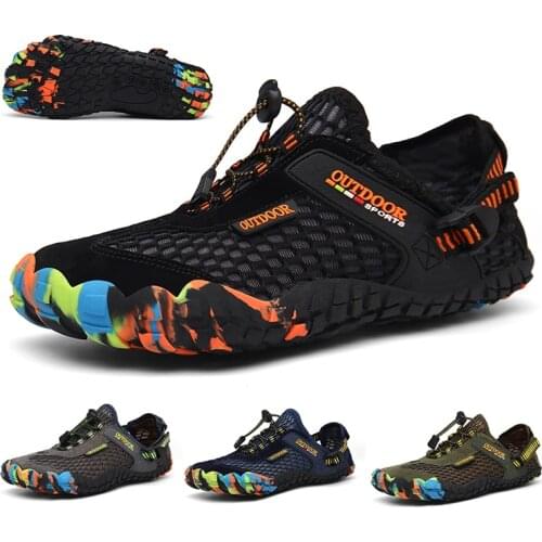 Summer Wading Shoes Mens Mesh Breathable Sports Shoes Outdoor Non-Slip Wear-Resistant Beach Shoes Casual Large Size Water Shoes