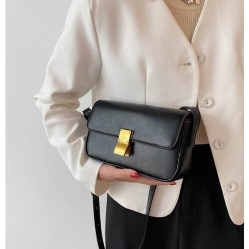 European and American Ladies One-shoulder Small Square Bag 2021 New Small Fresh and Simple Messenger Clip Solid Color Female Bag