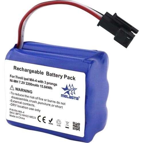 MELASTA 7.2V 2200mAh NIMH Radio Battery Pack For Tivoli iPal Radio MA-4,Teac BP-R1,BP-R2,BP-R3,&BP-R5 with 3 prongs