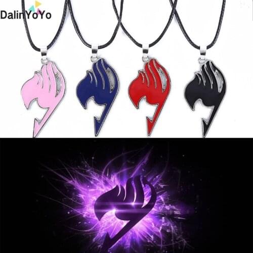 Fashion Fairy Tail Pendants Necklaces Anime Cosplay Necklace Women Mixed Colors Metal Leave Couple Choker Jewelry Accessoriesry
