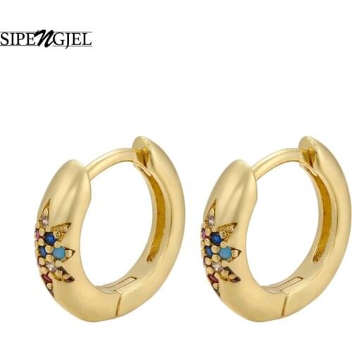 New Fashion Cubic Zircon rainbow star Earrings Gold Sliver color vintage small hoop Earrings For Women punk Jewelry 2020 trend