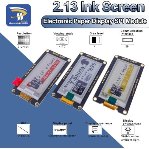 2.13" 2.13 Inch Epaper Module E-paper E-Ink EInk Display Screen SPI Support For Arduino UNO STM32 Raspberry PI ESP32