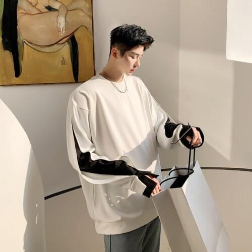 Men Women Black White Splice Pullover Sweatshirt Male High Street Hip Hop Hoodie Sweatshirt Couple Clothes