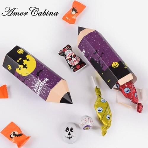 Halloween Trick or Treat Candy Bag Pencil Shape Candy Box Gift Bag Baby Shower Birthday Children Party Party Supplies