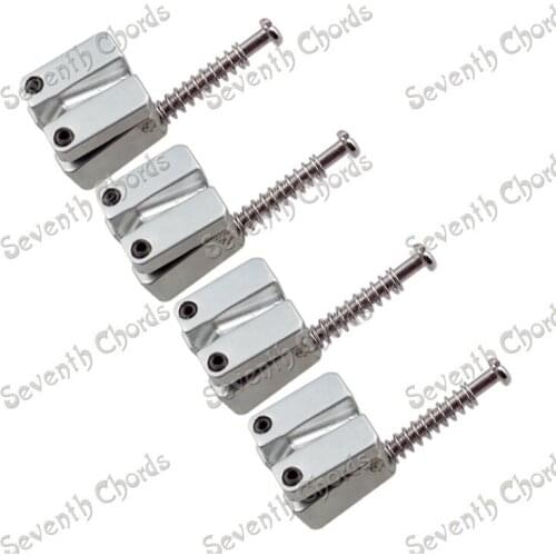 A Set of 4 Pcs Vintage Heavy Duty L Shape Bass Bridge Saddle for Electric Bass Guitar Replacement parts - Silver