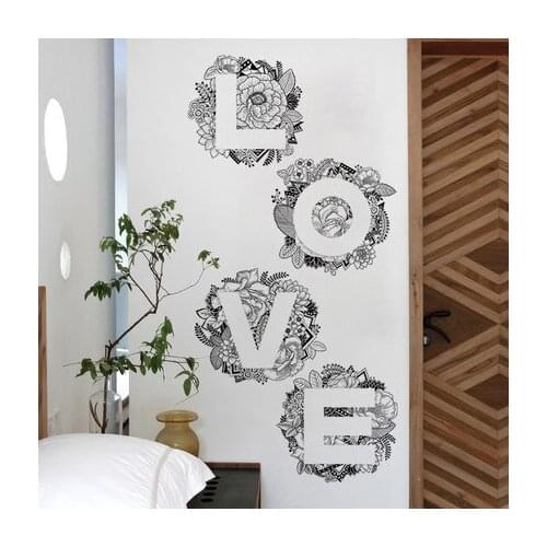 Wall Sticker Romantic Flowers English Letter Wedding Posters Decor Simple Modern Literature And Art Handpainted Bedroom Decor