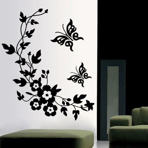 Butterfly flowers wall sticker for kids room bedroom living room fridge sticker home shop window decoration art mural zs21
