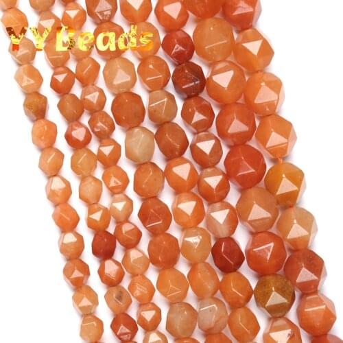 Natural Faceted Red Aventurine Beads Red Jades 6 8 10mm Smooth Loose Charms Beads For Jewelry Making DIY Bracelets 15" Strand