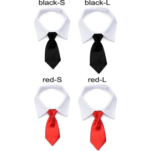 Dog Cat Formal Necktie Dog Accessories Tuxedo Bow Tie Black and Red Collar for Small Medium Pets