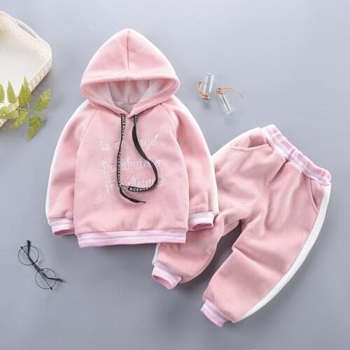 Autumn Winter Children Clothes Set Cotton Thick Velvet Hoodies+pants 2pcs Suit For Boys 2019 New Girls Kids Warm Clothes