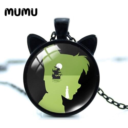 2021 New Peter Pan Cat Ear Necklace Adventure Glass Dome Pendant Round Photo Jewelry Gifts Girl