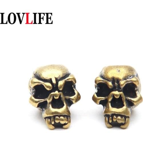 Punk Retro Small Skull Head Knife Pendant Jewelry DIY Umbrella Rope Flashlight Handmade Woven Lanyard Keyring Hanging Accessory