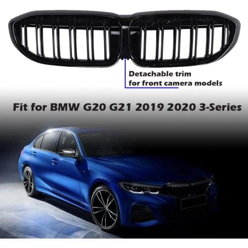 Front Kidney Grille Bumper Glossy Black Dual Slat Grill Fit For BMW G20 G21 2019 2020 3-Series,Car Accessories Part