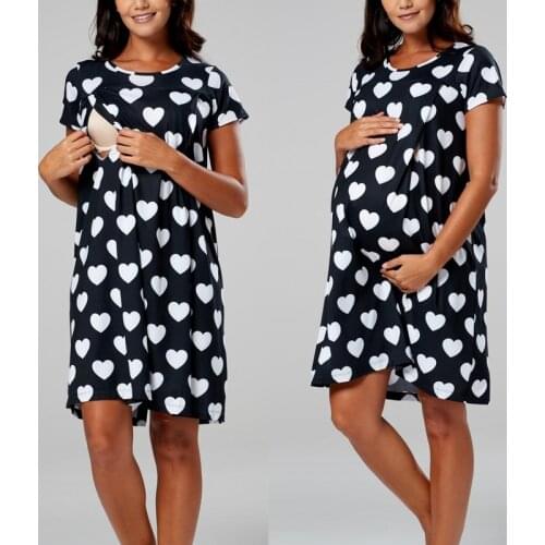 Maternity Pajamas Nightgown Breastfeeding Dress Childbirth Nursing Pregnant Women Nightwear Clothes Robe De Grossesse