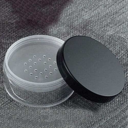 30g/50g Plastic Loose Powder Jar With Sifter Empty Cosmetic Container Black Matte Cap Makeup Compact Portable Loose Powder Box