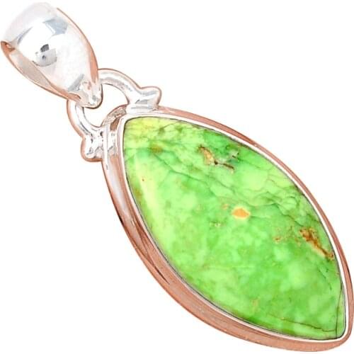 Genuine Variscite Pendant 925 Sterling Silver Jewelry, 39.7 mm, AP3764