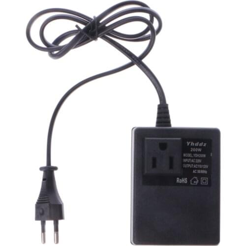 200W AC 220V to 110V Step Down Transformer Convert AC Power Adapter Charger EU Plug