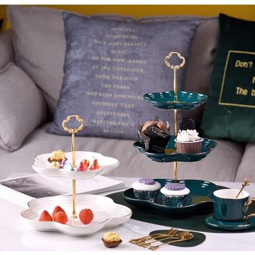 Afternoon tea Tableware Ceramic Tableware Three-Tier Wedding Birthday Fruit Cake Dessert Plate ceramic plate dessert plate