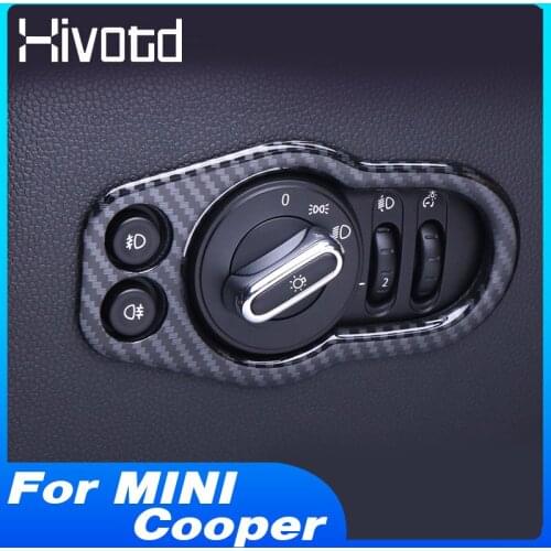 Headlamp Control Adjust Panel Cover Frame Trim Carbon Fiber Sticker Interior Molding For MINI Cooper F55 F56 F57 JCW Accessories