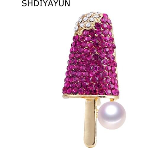 SHDIYAYUN 2019 New Pearl Brooch Ice Cream Brooch For Women Lovely Brooch Pins Natural Freshwater Pearl Jewelry Accessories Gift