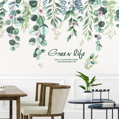 Tree Leaves Wall Stickers DIY Plant Leaf Wall Decals for House Living Room Bedroom Nursery Decoration