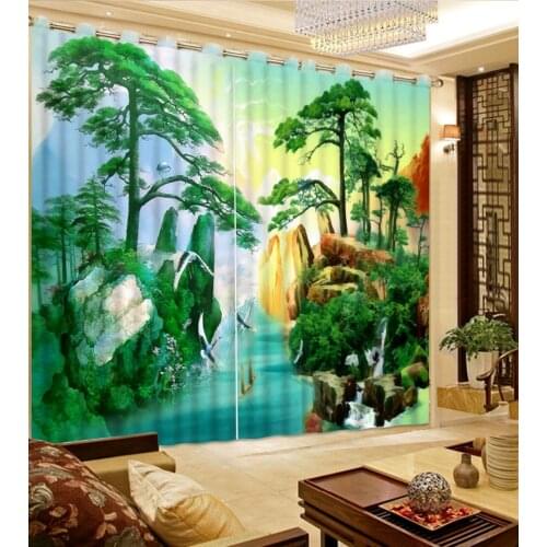 Curtains 3d Home Decoration High Quality Customize Landscape Window Curtains For Living room Kitchen Window Curtains