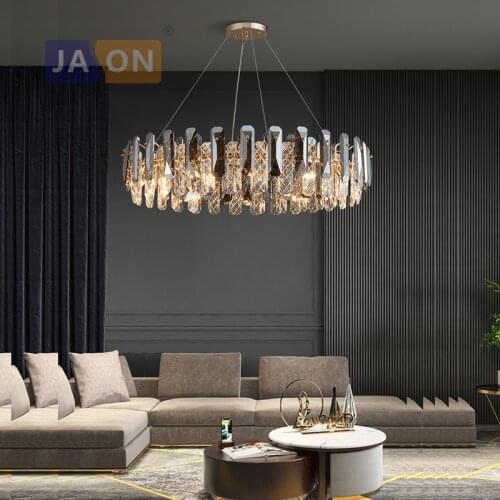 LED Dimmable Postmodern Chrome Gold Crystal Chandelier Lighting Lustre Hanging Lamp Suspension Luminaire Lampen For Foyer