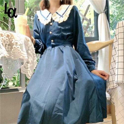 Luck A Spring Lolita Dress Women Elegant Japanese Patchwrok Kawaii Party Midi Dress Female French Designer Korean Dress Women