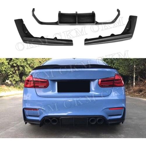 Carbon Car Rear Bumper Lip Spoiler Diffuser for BMW 3 4 Serises F80 M3 F82 F83 M4 2014 - 2019 3PCS V Style ABS Gloss Black