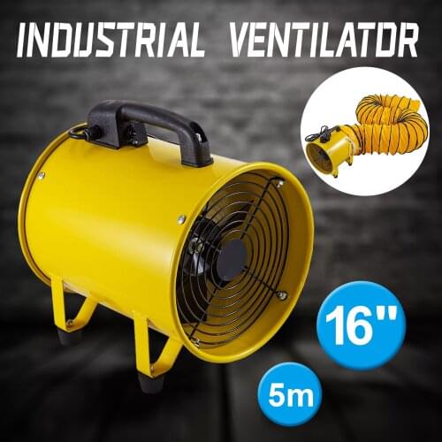 Utility Blower Fan 16 inch Two Speed Portable Ventilator 110V 1100W with 5M Duct Hose High Velocity Utility Blower