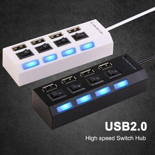 USB 2.0 HUB 2.0 HUB Multi USB Splitter 4 Port Expander Multiple USB 4 Hab USB 2.0 Hub with ON/OFF Switch For PC