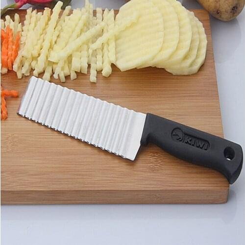 Stainless Steel Potato Slicer Vegetable Fruit Crinkle Wavy Slicer Knife Potato Cutter Chopper French Fry Maker Chip Potato Tool