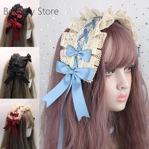 Japanese soft girl Lolita hairband lace hairpin sweet daily versatile bow KC headdress