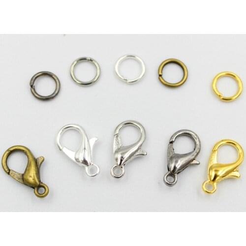 100pcs Lobster Clasps +200pcs jump ring for Bracelets Necklaces Hooks Chain Closure Findings Accessories for DIY Jewelry Making