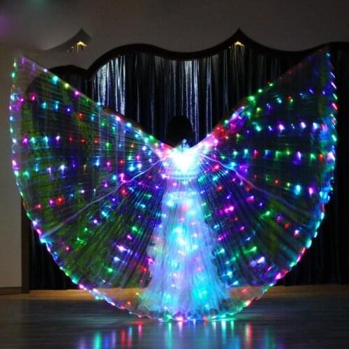 Women Flashing Change Color Light Belly Dance Isis Wings LED Fairy Butterfly Dancer Costume Oriental Indian Bellydance Dancing